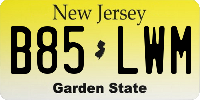 NJ license plate B85LWM