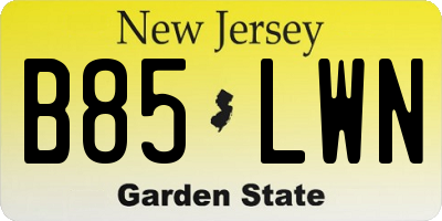 NJ license plate B85LWN