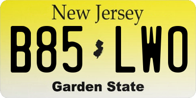 NJ license plate B85LWO