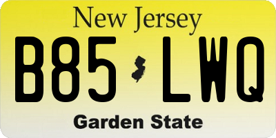 NJ license plate B85LWQ
