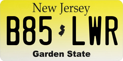 NJ license plate B85LWR