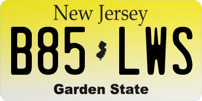 NJ license plate B85LWS
