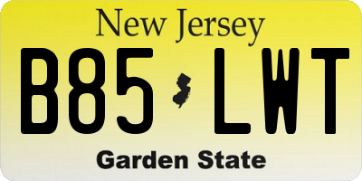 NJ license plate B85LWT