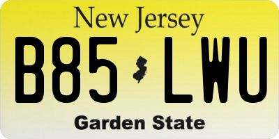 NJ license plate B85LWU