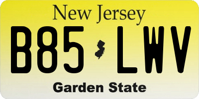 NJ license plate B85LWV