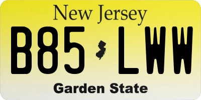 NJ license plate B85LWW