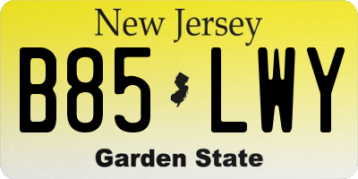 NJ license plate B85LWY