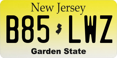 NJ license plate B85LWZ