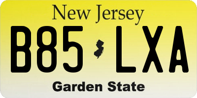 NJ license plate B85LXA