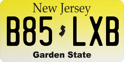 NJ license plate B85LXB