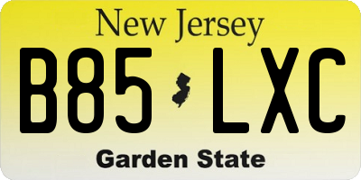 NJ license plate B85LXC