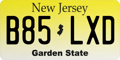 NJ license plate B85LXD