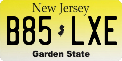 NJ license plate B85LXE