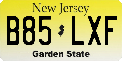 NJ license plate B85LXF