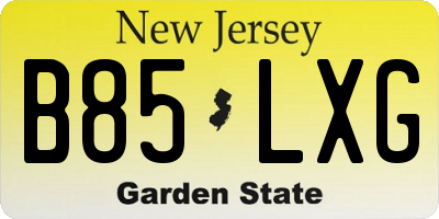 NJ license plate B85LXG