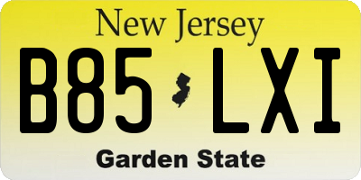NJ license plate B85LXI