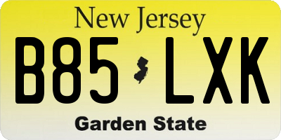 NJ license plate B85LXK