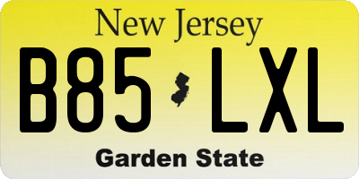 NJ license plate B85LXL