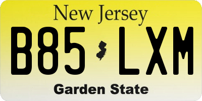 NJ license plate B85LXM