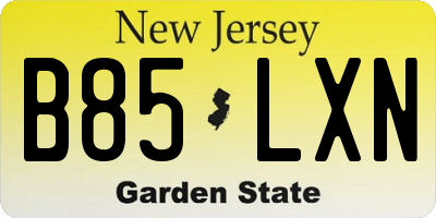 NJ license plate B85LXN