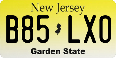 NJ license plate B85LXO