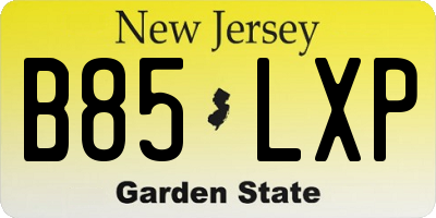 NJ license plate B85LXP