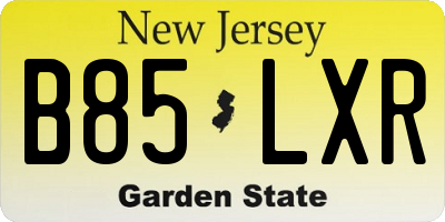 NJ license plate B85LXR