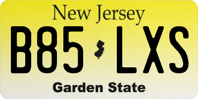 NJ license plate B85LXS