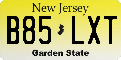 NJ license plate B85LXT