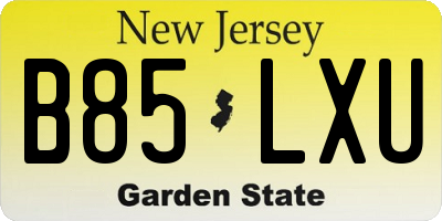NJ license plate B85LXU