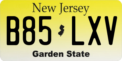 NJ license plate B85LXV
