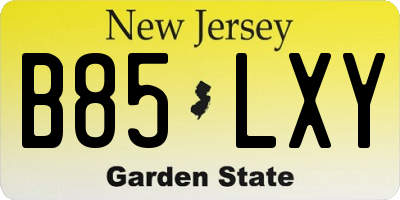 NJ license plate B85LXY