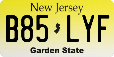 NJ license plate B85LYF