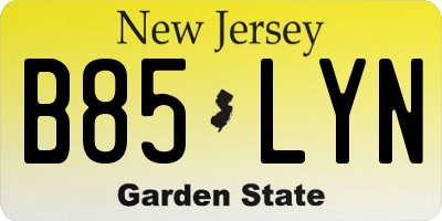 NJ license plate B85LYN