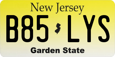 NJ license plate B85LYS