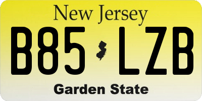 NJ license plate B85LZB