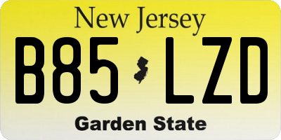 NJ license plate B85LZD