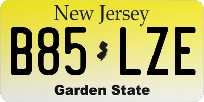 NJ license plate B85LZE