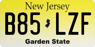NJ license plate B85LZF