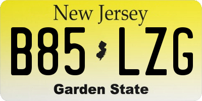 NJ license plate B85LZG