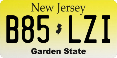 NJ license plate B85LZI