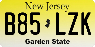 NJ license plate B85LZK