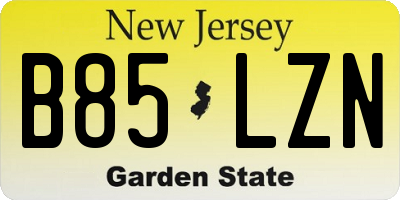 NJ license plate B85LZN