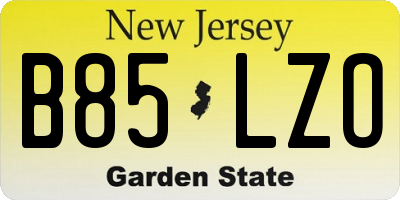 NJ license plate B85LZO