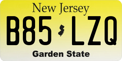 NJ license plate B85LZQ