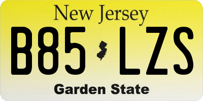 NJ license plate B85LZS