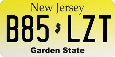 NJ license plate B85LZT