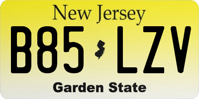 NJ license plate B85LZV