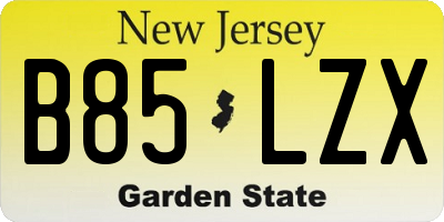 NJ license plate B85LZX