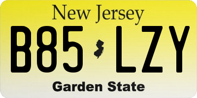 NJ license plate B85LZY
